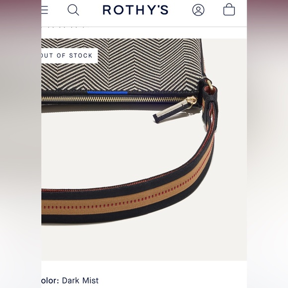 Rothy’s The Casual Crossbody in Dark Mist Stylish Chevron Patterned Shoulder Bag - Picture 14 of 16